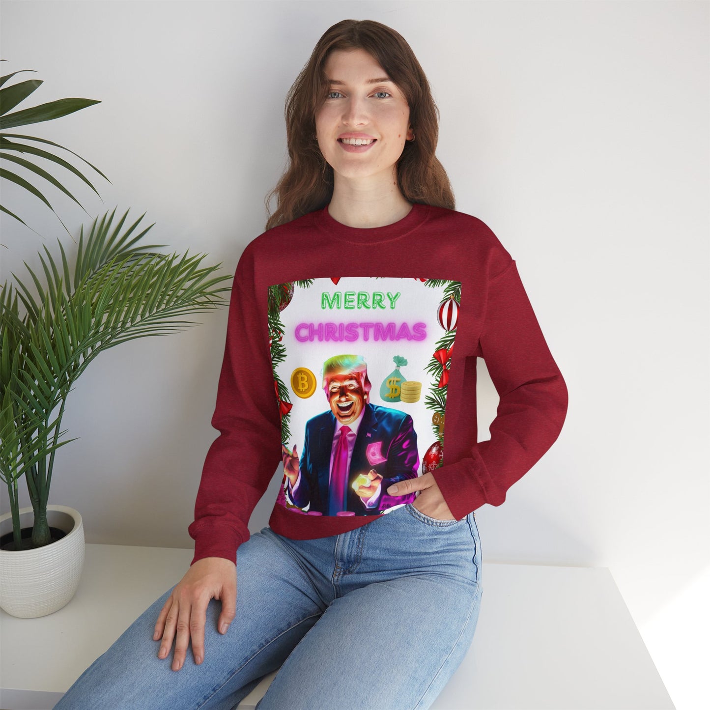 Donald Trump Crewneck Sweatshirt,  Holiday Sweater, Cute Christmas Sweatshirt Gift, Winter Shirt, Election Political Republican shirt,