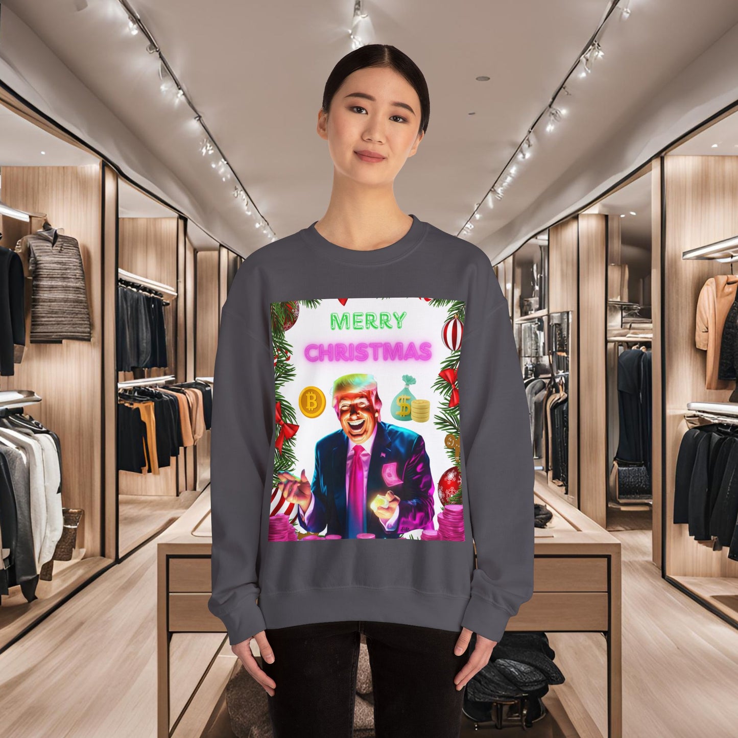 Donald Trump Crewneck Sweatshirt,  Holiday Sweater, Cute Christmas Sweatshirt Gift, Winter Shirt, Election Political Republican shirt,