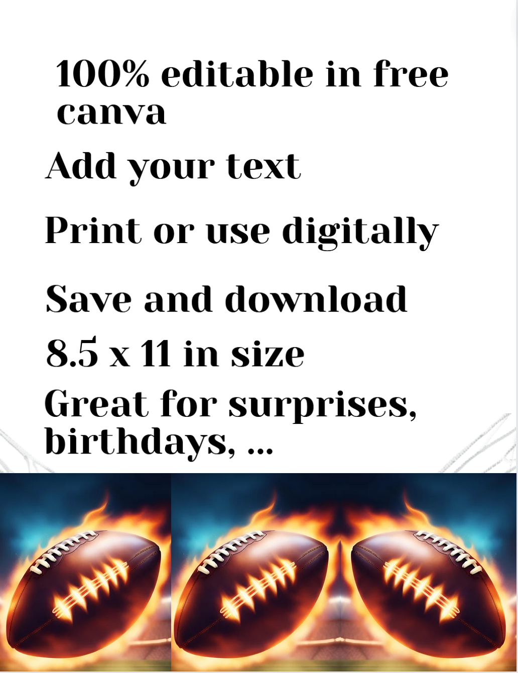 Editable Football Birthday Invitation Digital, Football Sports Party Invite, Football Birthday Evite, Editable in Canva Printable Download